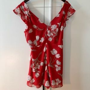 URBAN OUTFITTERS KIMCHI BLUE MINI FLOWER PRINTED JUMPSUIT FLOWY SLEEVES